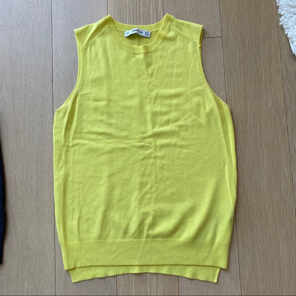 Zara Sleeveless Knit Top Size Small Knit Yellow